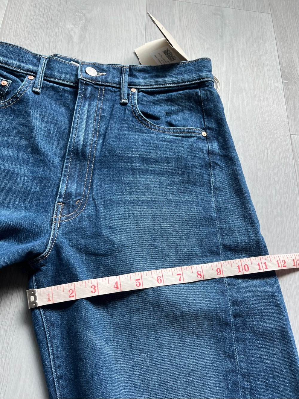 MOTHER THE HALF PIPE ANKLE CUFF FRAY DARK WASH WOMENS 28 - Picture 11 of 14